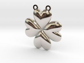 Clover Heart Pendant in Rhodium Plated Brass