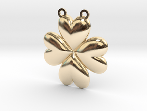 Clover Heart Pendant in 14k Gold Plated Brass