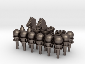 Chess Toppers 16 plus extra queen in Polished Bronzed-Silver Steel