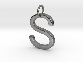 S Pendant- Makom Jewelry in Fine Detail Polished Silver