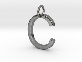 C Pendant- Makom Jewelry in Fine Detail Polished Silver