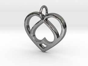 Unique Heart- Makom Jewelry in Fine Detail Polished Silver
