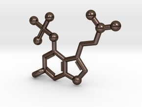 Psilocybin Magic Mushroom Molecule  in Polished Bronze Steel