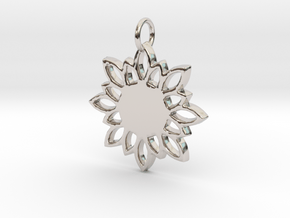 Flower Pendant- Makom Jewelry in Rhodium Plated Brass