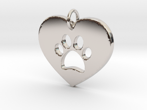 I Love My Dog Pendant- Makom Jewelry in Rhodium Plated Brass
