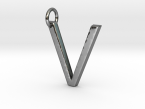 V Pendant- Makom Jewelry in Fine Detail Polished Silver