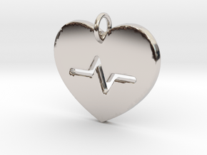 Heart Beat Pendant- Makom Jewelry in Rhodium Plated Brass