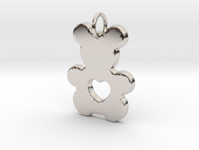 Teddy Bear Love- Makom Jewelry in Rhodium Plated Brass