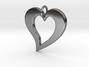 Love Heart- Makom Jewelry in Fine Detail Polished Silver