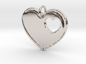 Heart Pendant- Makom Jewelry in Rhodium Plated Brass