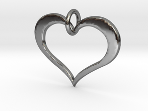 Moon heart- Makom Jewelry in Fine Detail Polished Silver