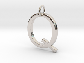 Q Pendant -Makom Jewelry in Rhodium Plated Brass