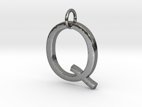 Q Pendant -Makom Jewelry in Fine Detail Polished Silver