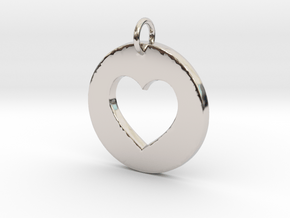 Designed Heart Pendant- Makom Jewelry in Rhodium Plated Brass