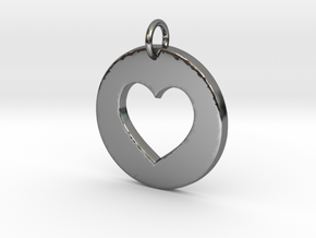 Designed Heart Pendant- Makom Jewelry in Fine Detail Polished Silver