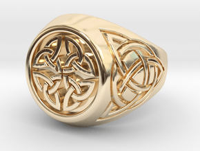 Celtic signet ring in 14k Gold Plated Brass
