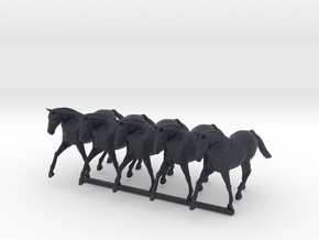 HO Scale Trotting Horses in Black PA12