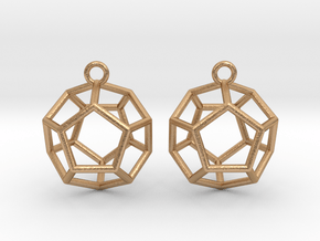 Dodecahedron Earrings in Natural Bronze