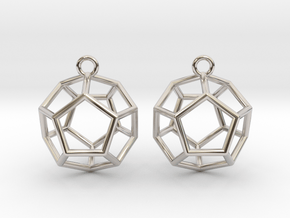 Dodecahedron Earrings in Rhodium Plated Brass