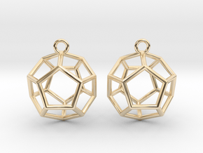 Dodecahedron Earrings in 14k Gold Plated Brass