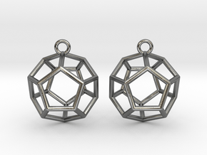 Dodecahedron Earrings in Polished Silver