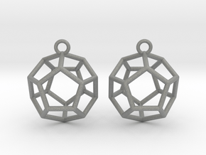 Dodecahedron Earrings in Gray PA12