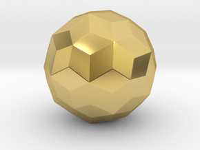 Joined Truncated Icosahedron - 10 mm - Rounded V1 in Polished Brass