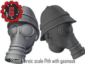 28mm heroic scale Pith helmets with gasmasks in Tan Fine Detail Plastic: Small