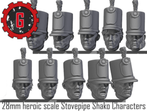 28mm Heroic Scale Characterful Stovepipe Shakos in Tan Fine Detail Plastic: Small