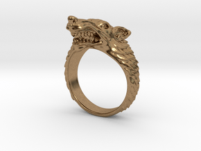 Size 7 Direwolf Sigil Ring in Natural Brass: 7 / 54