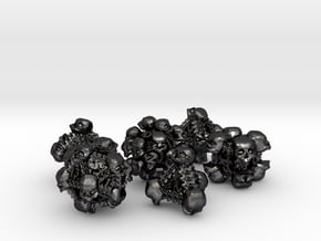 Necromancer's polyhedral dice set in Polished and Bronzed Black Steel