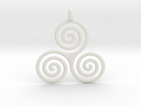 TRIPLE SPIRAL Symbolic Jewelry Pendant in White Natural Versatile Plastic