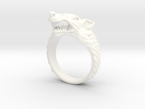 Size 8 Direwolf Ring in White Processed Versatile Plastic: 8 / 56.75