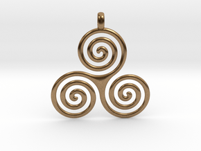 TRIPLE SPIRAL Symbolic Jewelry Pendant in Natural Brass