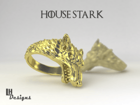 Size 9 Direwolf Ring in Natural Brass