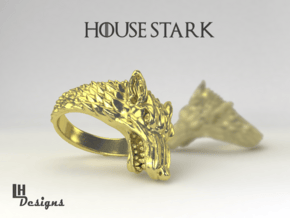 Size 10 Direwolf Ring in Natural Brass