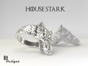 Size 10 Direwolf Ring in Natural Silver