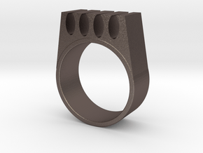 Kaid - The Knitting Aid Ring in Polished Bronzed-Silver Steel