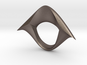 Origami Creasing Ring in Polished Bronzed-Silver Steel