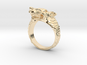 Size 7 Direwolf Sigil Ring in 14K Yellow Gold: 7 / 54