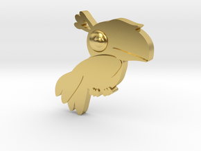 Rhinoceros Hornbill Key-Chain in Polished Brass