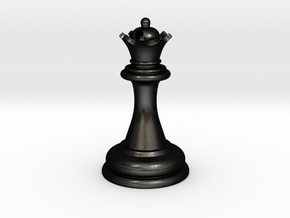 Chess Queen in Matte Black Steel