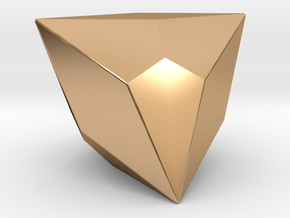 Joined Truncated Tetrahedron - 10mm - Rounded V1 in Polished Bronze