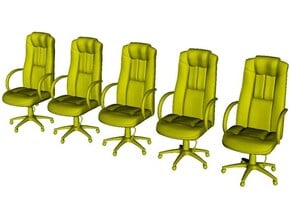 1/64 scale office chairs set A x 5 in Clear Ultra Fine Detail Plastic