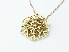 Hexagon Necklace in Polished Brass