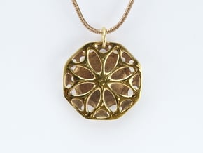 Abstract Flower Pendant in 14k Rose Gold Plated Brass