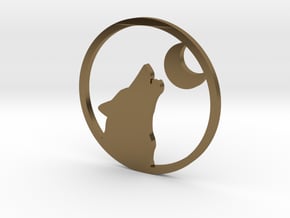 Wolf Moon howler in Polished Bronze