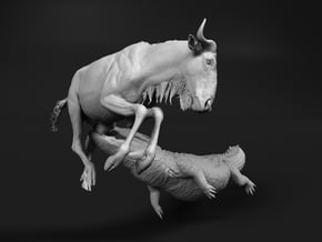 Blue Wildebeest 1:9 Attacked by Nile Crocodile 1 in White Natural Versatile Plastic