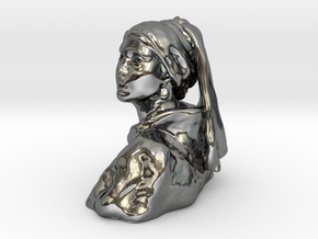 Girl with a Pearl Earring in Fine Detail Polished Silver