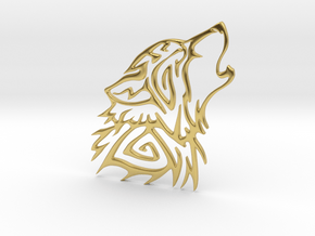 Howling Wolf in Polished Brass